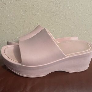 Elegant Pink Platform Slide Sandals